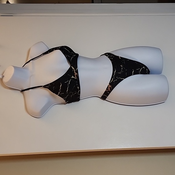 Zaful 2 PC Bikini Black And Gold Marbled, Size Medium - Picture 4 of 8